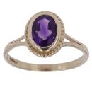 9ct Yellow Gold Amethyst Single Stone Ring