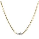 14ct Yellow Gold Monaco Curb Classic Cubic Zirconia Pave Lock Chain 20"