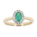 9ct Yellow Gold Certificated Emerald And Diamond Cluster Ring