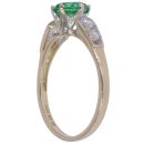 14ct Yellow Gold Cubic Zirconia and Green Gemstone Solitaire Ring