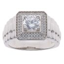 Silver Cubic Zirconia Cluster Signet Ring By Icesia
