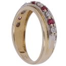 9ct Yellow Gold 0.05ct Diamond and Ruby Half Eternity Ring