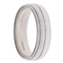18ct White Gold Line Patterned Wedding Band 5.9mm