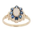 9ct Yellow Gold Opal and Sapphire Cluster Ring