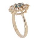 9ct Yellow Gold Blue Topaz and Cubic Zirconia Cluster Ring