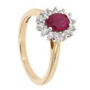 18ct Yellow Gold Ruby and Diamond Cluster Ring