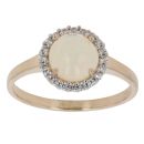 9ct Yellow Gold Opal and Cubic Zirconia Cluster Ring