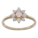 9ct Yellow Gold Opal Flower Cluster Ring