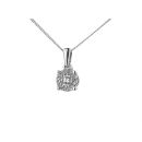 9ct White Gold 0.12ct Diamond Solitaire Pendant Necklace