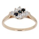 9ct Yellow Gold Cubic Zirconia and Sapphire Cluster Ring