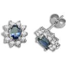 18ct White Gold Diamond 0.52ct Sapphire 1.65ct Diamond Earrings