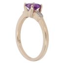 9ct Yellow Gold 0.04ct Diamond Created Amethyst Single Stone Ring