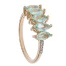 9ct Yellow Gold Green Gemstone and 0.05ct Diamond Five Stone Ring