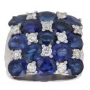 18ct White Gold 1.00ct Brilliant Cut Diamond and Sapphire Fancy Ring