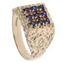 9ct Yellow Gold Sapphire Cluster Signet Ring