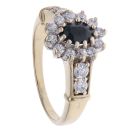 9ct Yellow Gold Cubic Zirconia and Sapphire Cluster Ring