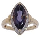 9ct Yellow Gold 0.05ct Diamond and Iolite Cluster Ring