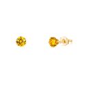 9ct Yellow Gold Citrine Cubic Zirconia Stud Earrings 3mm
