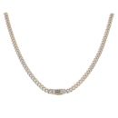 14ct Yellow Gold Monaco Curb Classic Full Cubic Zirconia Pave Lock Curb Chain 20"
