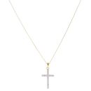 Gold Plated Silver Cubic Zirconia Cross Pendant and Chain 18"