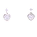 Silver Cubic Zirconia Heart Drop Earrings by Icesia