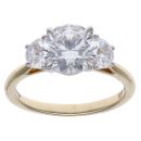 9ct Yellow Gold 2.61ct Brilliant and Modified Trapeze Cut Lab Grown Diamond Trilogy Ring