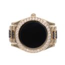14ct Yellow Gold Gents Stone Set Watch Ring