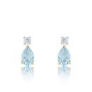 9ct Yellow Gold Aquamarine Look Sky Blue Topaz and Lab Grown Diamond Earrings