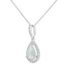 9ct White Gold Opal and Diamond Teardrop Pendant Necklace