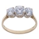 14ct Yellow Gold Three Stone Cubic Zirconia Ring