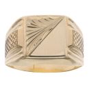 14ct Yellow Gold Patterned Signet Ring