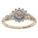9ct Yellow Gold 0.25ct Brilliant Cut Diamond Cluster Ring