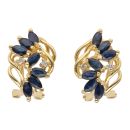 18ct Yellow Gold 0.04ct Diamond and Sapphire Fancy Earrings