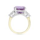 9ct Yellow Gold Natural Oval Amethyst and 0.15ct Lab Grown Diamond Ring