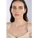 Silver Platinum Plated Sky Blue Topaz Round Lab Grown Diamond Halo Necklace