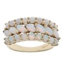 9ct Yellow Gold Opal Three Row Ring