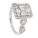 18ct White Gold 1.00ct Diamond Baguette Cluster Ring