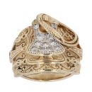 9ct Yellow Gold Cubic Zirconia Patterned Saddle Ring