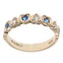9ct Yellow Gold Created Sapphire And Cubic Zirconia Ring