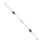 9ct White Gold 0.13ct Diamond And Created Sapphire Bracelet 7"