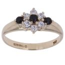 9ct Yellow Gold Sapphire and Cubic Zirconia Cluster Ring