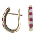 9ct Yellow Gold 0.03ct Diamond and Ruby Hoop Earrings