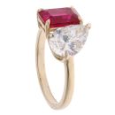 9ct Yellow Gold 2.07ct Pear Cut Lab Grown Diamond And Created Ruby Ring