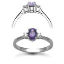 18ct White Gold D 0.08ct Amethyst 0.40ct 3 Stone Ring