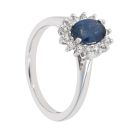 18ct White Gold Sapphire and Diamond Cluster Ring