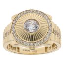 14ct Yellow Gold Cubic Zirconia Watch Strap Signet Ring