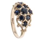 9ct Yellow Gold Sapphire Cluster Ring
