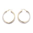 14ct Yellow and White Gold Twisted Hoop Earrings