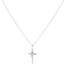 9ct White Gold 0.05ct Diamond Cross Pendant and Chain 18"