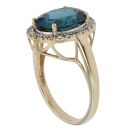 9ct Yellow Gold 0.25ct Diamond and Blue Topaz Cluster Ring